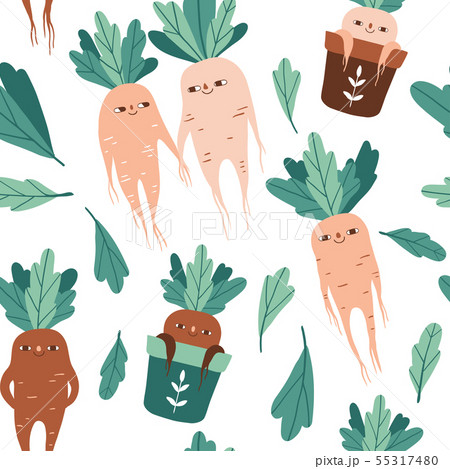 Cute mandrake roots seamless pattern 55317480