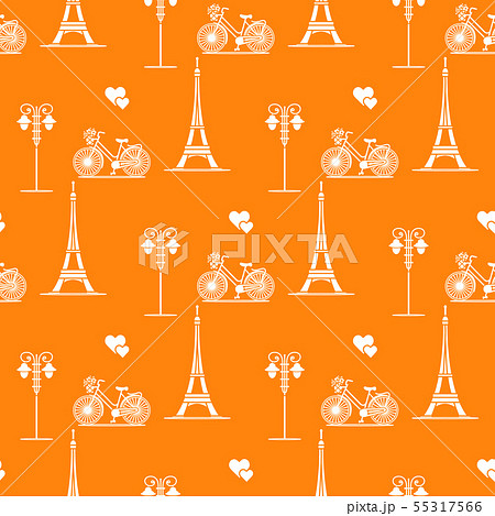 Paris Seamless pattern. Symbols and landmarks. 55317566