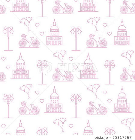 Paris Seamless pattern. Symbols and landmarks. 55317567
