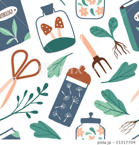 Magic plants seamless pattern 55317704