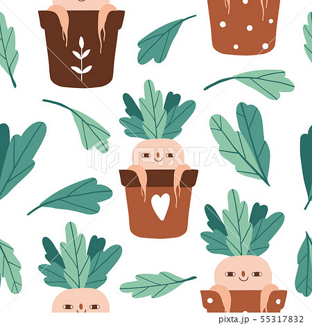 Cute mandrake roots seamless pattern 55317832