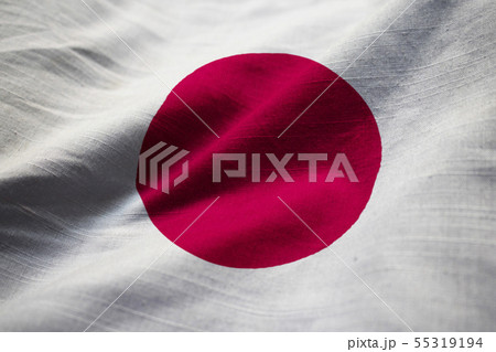 Closeup of Ruffled Japan Flag Closeup of Ruffled Japan Flag 55319194