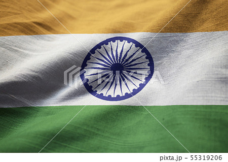Closeup of Ruffled India Flag 55319206