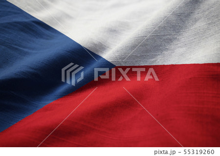 Closeup of Ruffled Czech Republic Flag 55319260