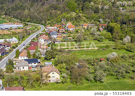 View from Beckov castle to the village, Slovakia View from Beckov castle to the village, Slovakia 55319403