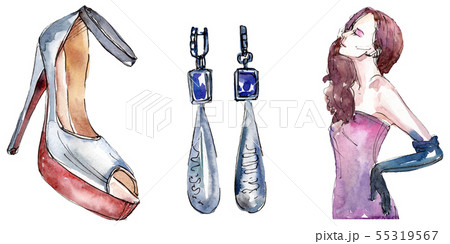 Fashionable sketch glamour illustration in a watercolor style isolated element. Watercolour 55319567