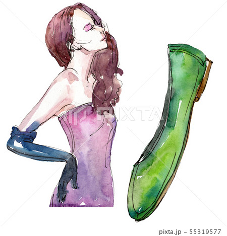 Fashionable sketch glamour illustration in a watercolor style isolated element. Watercolour 55319577