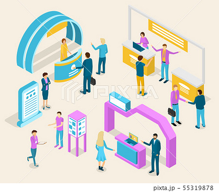 Expo Exhibition Concept 3d Isometric View. Vector 55319878