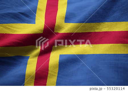 Aland ruffled flag waving in the wind 55320114