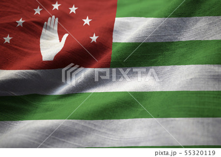 Abkhazia ruffled flag waving in the wind 55320119