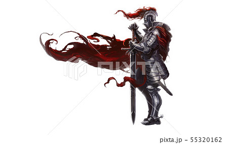 Medieval knight with long sword realistic isolated 55320162