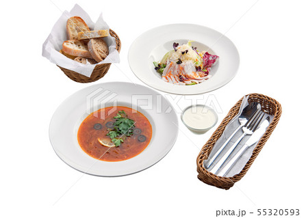 Solyanka soup and salad with cabbage and ham Solyanka soup and salad with cabbage and ham 55320593