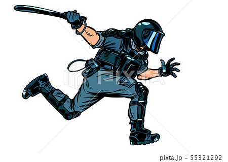 riot police with a baton 55321292