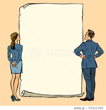 man and woman blank banner man and woman blank banner 55321305