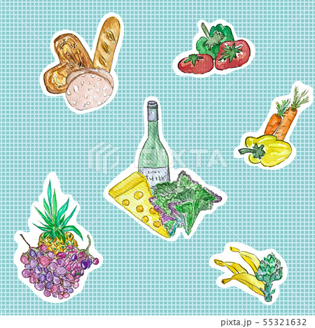 Seamless pattern with fresh food. Watercolor Seamless pattern with fresh food. Watercolor 55321632