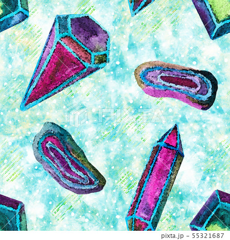 Seamless pattern with crystals and gems 55321687