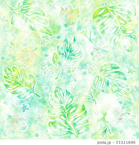 Seamless pattern with monstera leaves and tropical 55321690