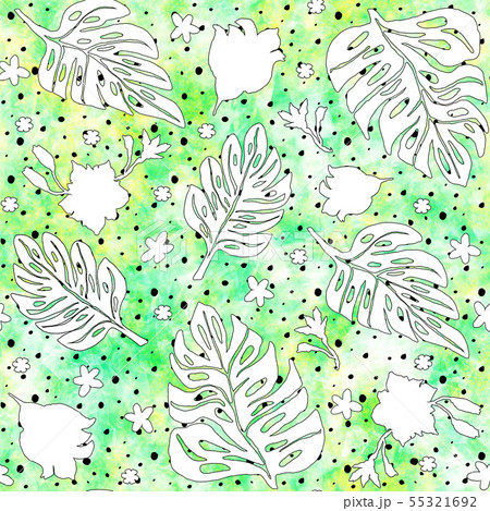 Seamless pattern with monstera leaves and tropical 55321692