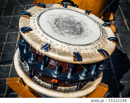 Traditional japanese percussion instrument shime-daiko or namitsuke it is one type of taiko drum. 55322198