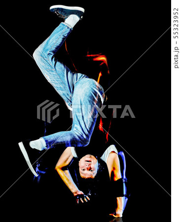 young man hip hop break dancer dancing breakdancer breakdancing isolated 55323952