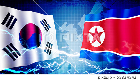 韓国と北朝鮮 政治 経済 緊張 対立 イメージバナー のイラスト素材
