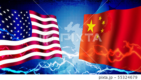 アメリカ・中国 経済/政治 緊張・対立　イメージバナー 55324679