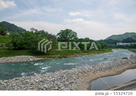　利根川　川風景　紅葉橋より下流方面　みなかみ町　 55324720