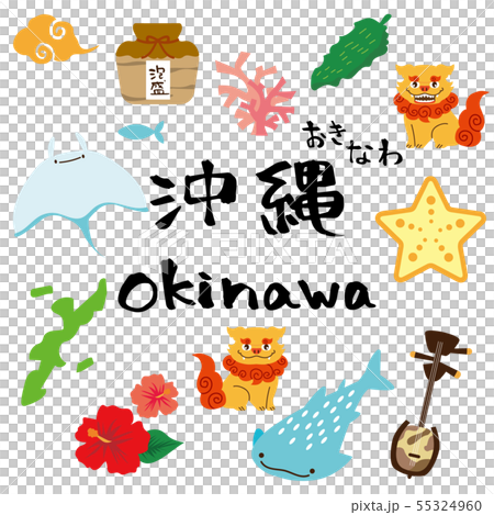 沖縄　観光　名物　イラストセット 55324960