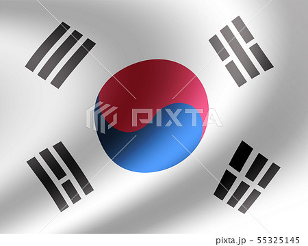 光沢のあるサテン生地風 国旗イラスト 韓国 のイラスト素材