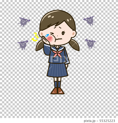 虫歯の女の子　ポーズ　イラスト 55325223