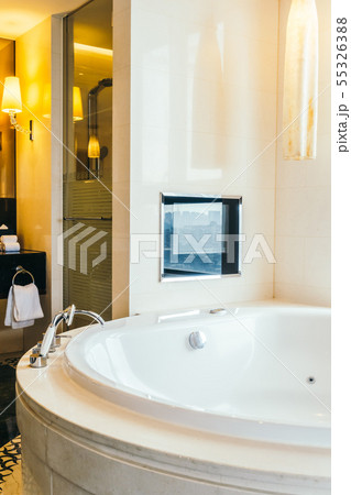 Beautiful luxury bathtub decoration in bathroom interior Beautiful luxury bathtub decoration in bathroom interior 55326388
