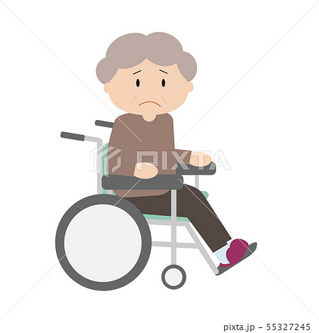 おばあちゃん 車椅子3のイラスト素材