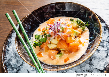 seafood ceviche on the ice 55328261