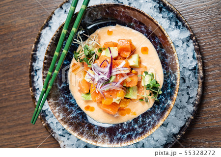 seafood ceviche on the ice 55328272