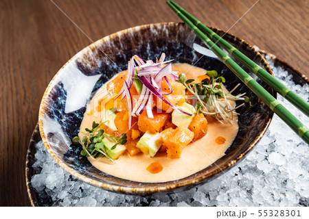 seafood ceviche on the ice 55328301