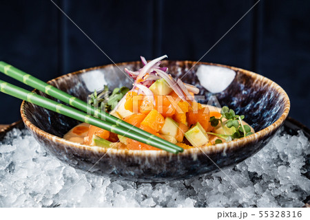 seafood ceviche on the ice 55328316