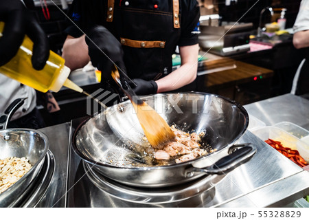 chef making wok box chef making wok box 55328829