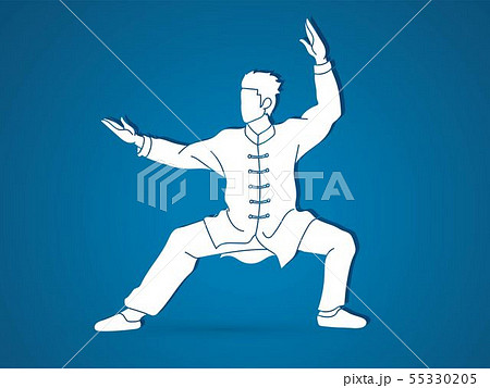 Kung fu action ready to fight cartoon graphic 55330205
