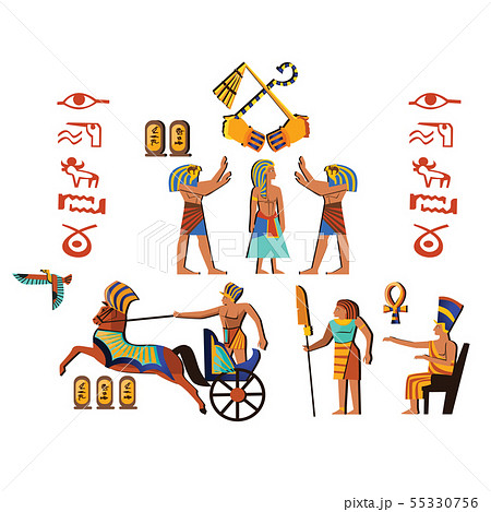 Ancient Egypt wall art or mural cartoon vector 55330756