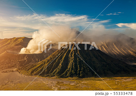 Mount Bromo volcano Gunung Bromo during sunrise Bromo Indonesia. Mount Bromo volcano Gunung Bromo during sunrise Bromo Indonesia. 55333478