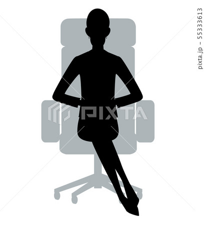 シルエット 女性 椅子 座るのイラスト素材