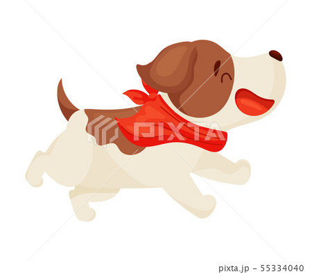 Cute puppy is running on the right. Vector illustration on white background. 55334040