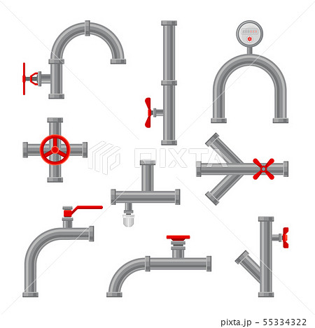 Set Of New Gray Water Pipes Vector のイラスト素材