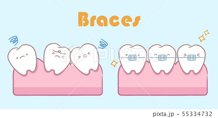 cartoon tooth with dental care 55334732