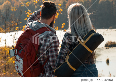 hiking travel couple swamp fall nature landscape hiking travel couple swamp fall nature landscape 55336468
