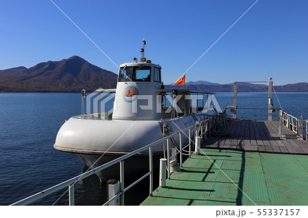 北海道 支笏湖 観光船の写真素材