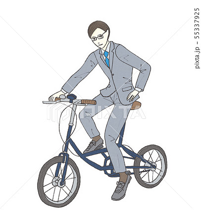 自転車に乗るサラリーマン 素材のイラスト素材