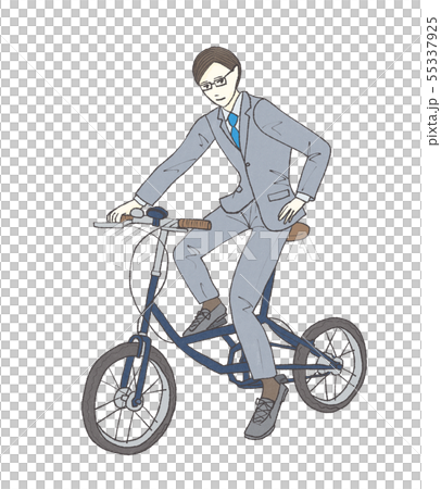 自転車に乗るサラリーマン 素材のイラスト素材