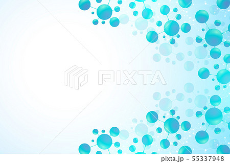 Abstract molecules background. DNA, Atoms. Molecular structure with blue spherical particles 55337948