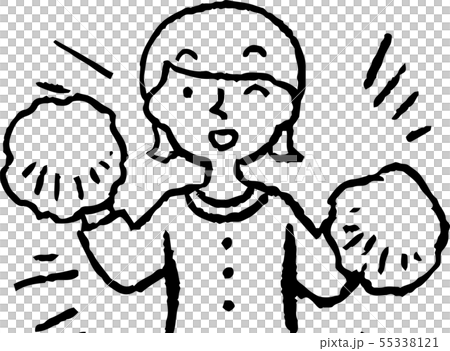 女性 ママ 主婦 上半身 ポーズ 表情 ボブカット イラスト 55338121